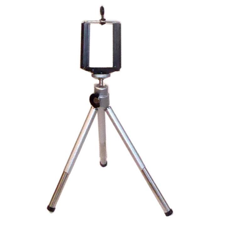 Mini Trepied Royal TRIPOD10+phone clip, pentru camere video, smartphone, 2 niveluri, Аrgintiu