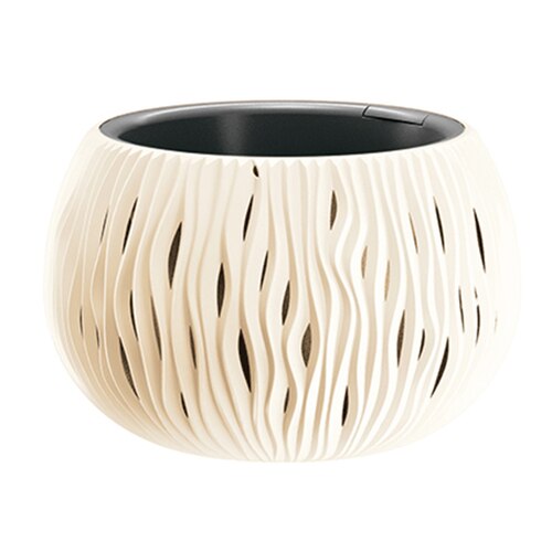 Ghiveci decorativ ProsperPlast, Sandy, Ø29x19 cm, 3.9 l, crem