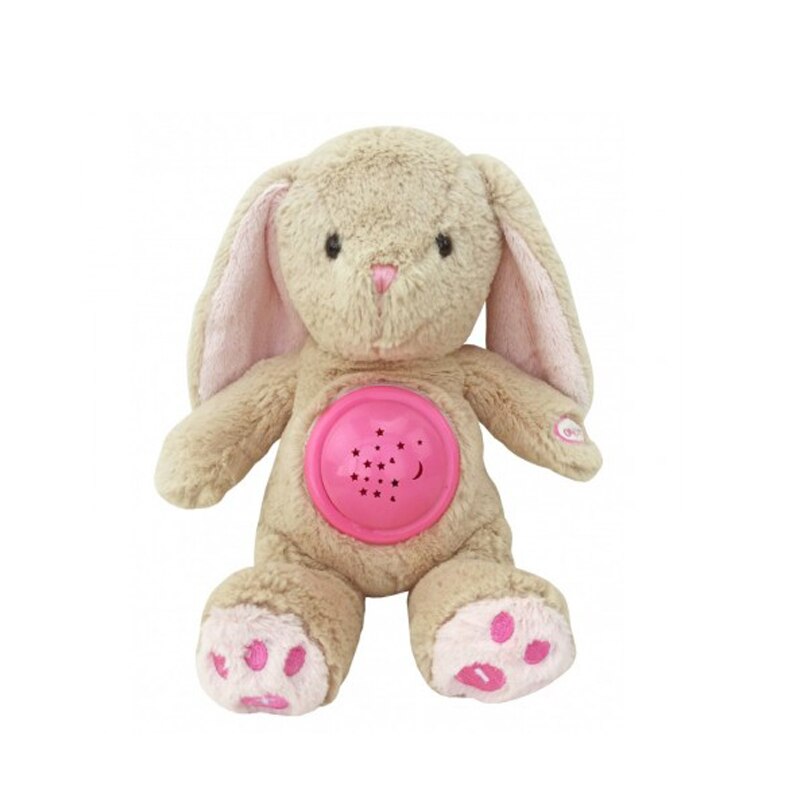 Lampa de veghe muzicala cu proiector Iepuras BabyMix STK-18957, Maro