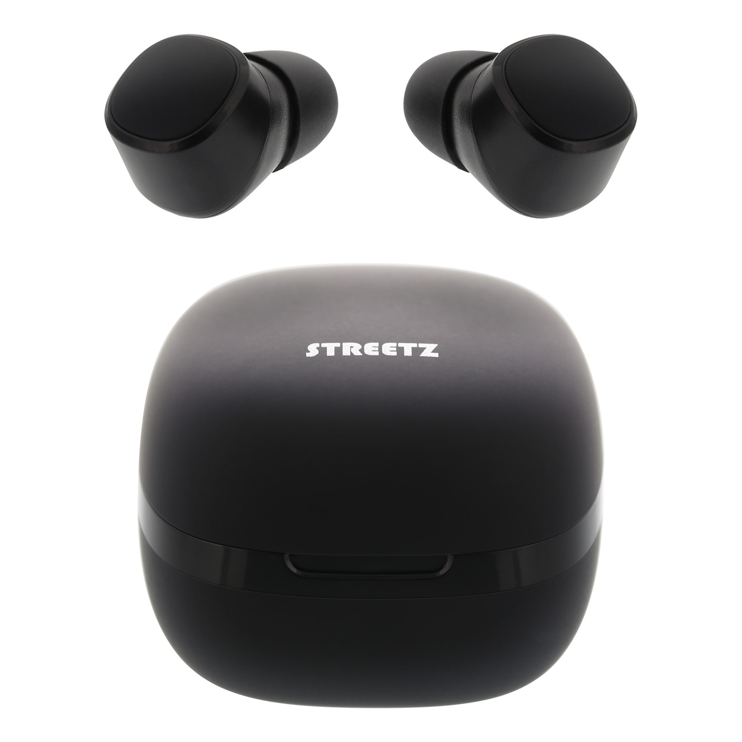 Casti Bluetooth STREETZ True Wireless Stereo, IPX6, cutie de incarcare 550 mAh, negru