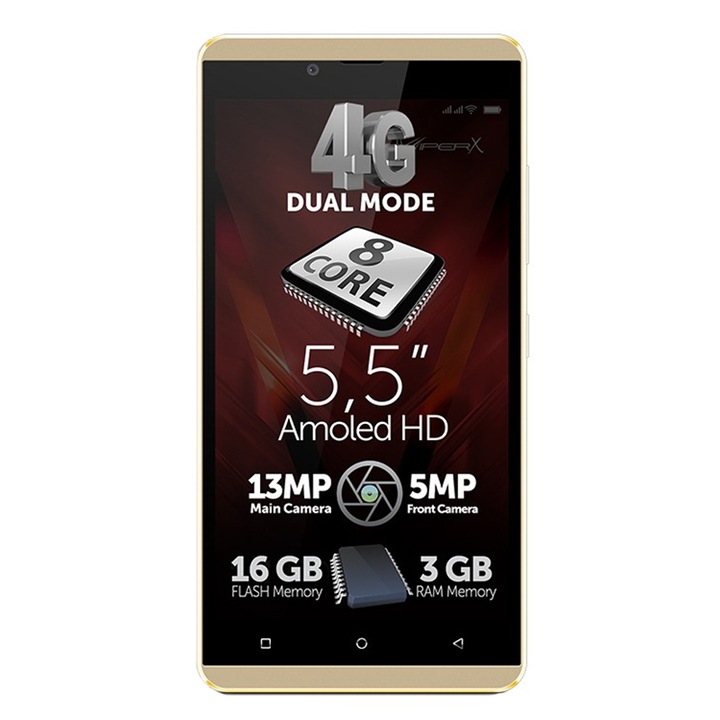 Telefon mobil Allview V2 Viper X+, Dual SIM, 16GB, Gold