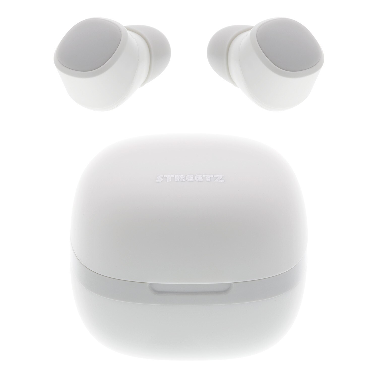 Casti Bluetooth STREETZ True Wireless Stereo, IPX6, cutie de incarcare 550 mAh, alb