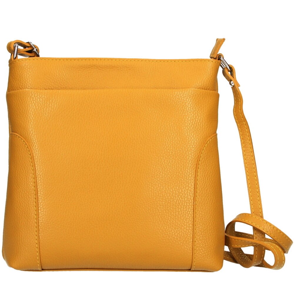 Geanta Caren din piele naturala pentru femei, mustar