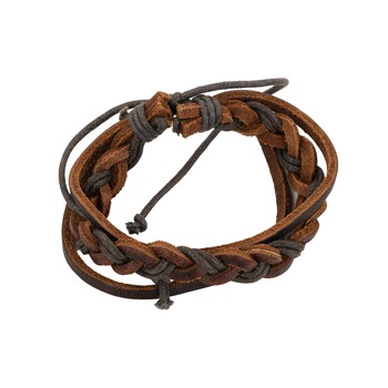 Bratara din piele si sfoara, Zola®, impletita, maro cu negru Bratara din piele si sfoara, Zola®, impletita, maro cu negru