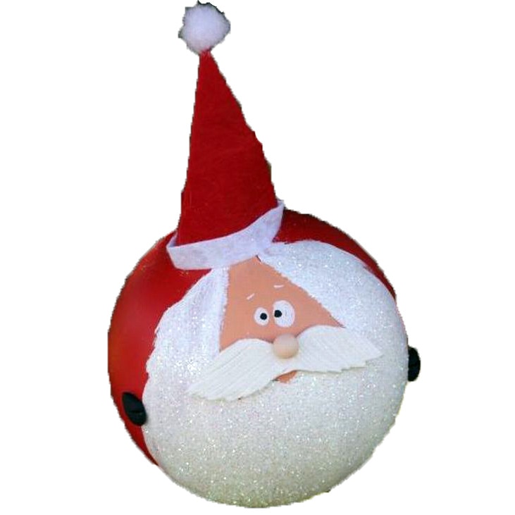 Glob brad cu Mos Craciun, produs realizat manual, sticla 8 cm