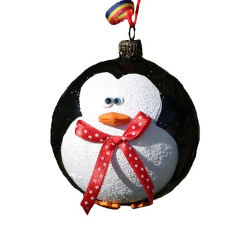 Glob brad Pinguin hamdmade, Tracolla Handmade, sticla 8 cm Glob brad Pinguin hamdmade, Tracolla Handmade, sticla 8 cm