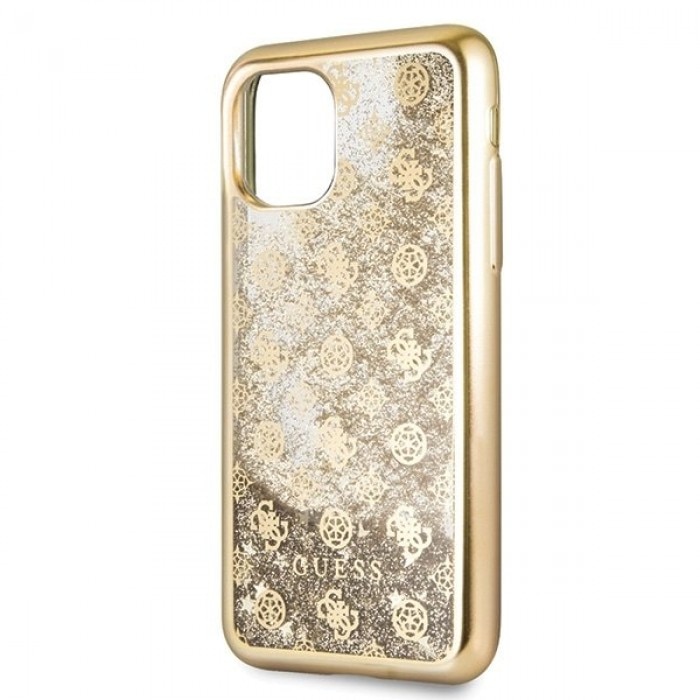 Husa de protectie, Guess Peony Liquid Glitter, iPhone 11 Pro, Auriu