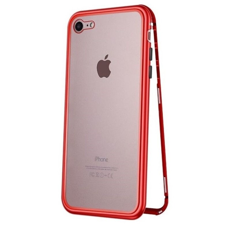Husa Magnetic Glass 360° (sticla fata + spate) pentru iPhone 7, Red