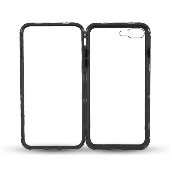 Husa Magnetic Glass 360° (sticla fata + spate) pentru iPhone 7 Plus, Negru