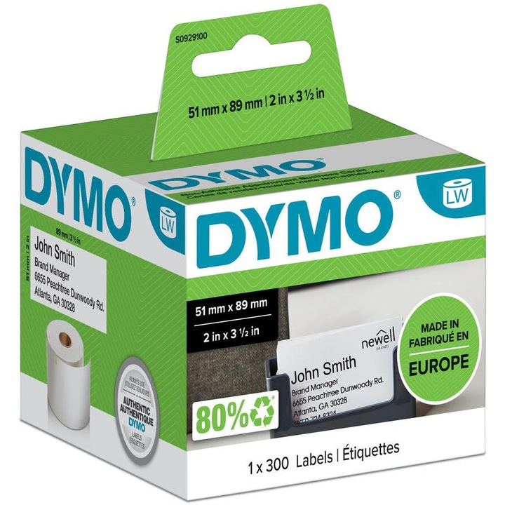 Etikett, LW nyomtatóhoz, 51x89 mm, 300 db etikett, DYMO (S0929100)