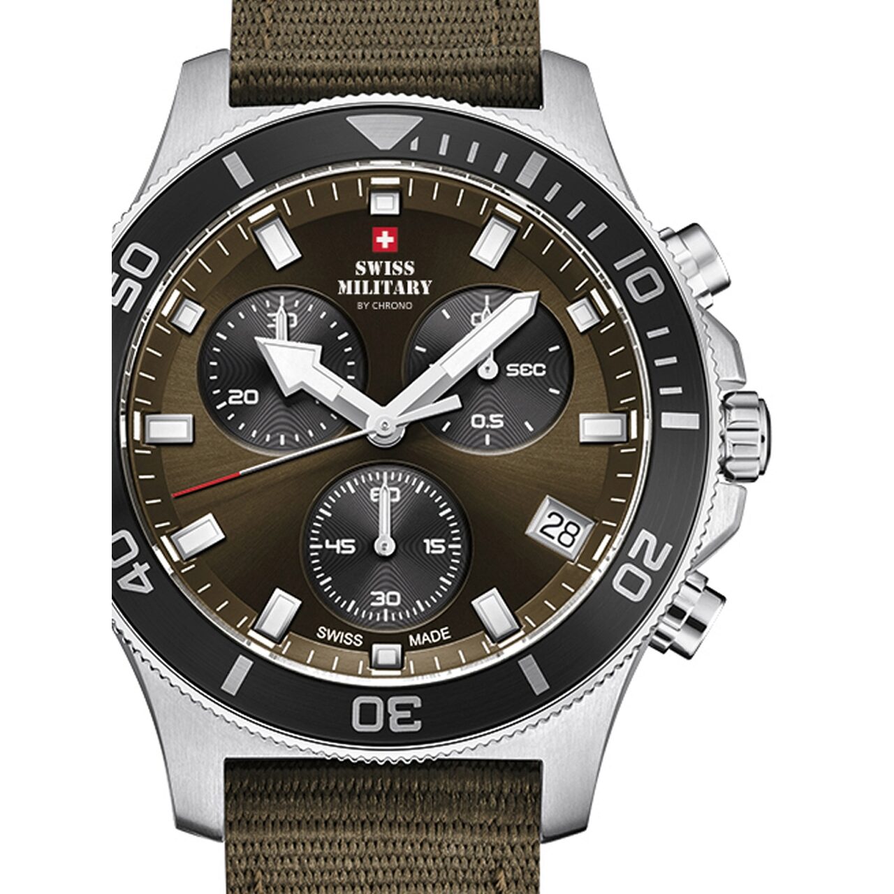 Ceas barbatesc Swiss Military SM34067.06 Cronograf, 42mm, 10ATM, Argintiu