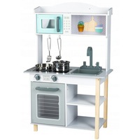 bucatarie din lemn pentru copii  set accesorii aragaz cu cuptor plita cu inductie rafturi cuptor cu microunde si robinet de apa 85 x 60 x 30 cm imagen 27_0_
0