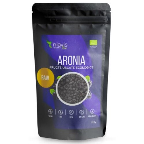 Aronia fructe uscate raw/ecologice 125 g - Niavis