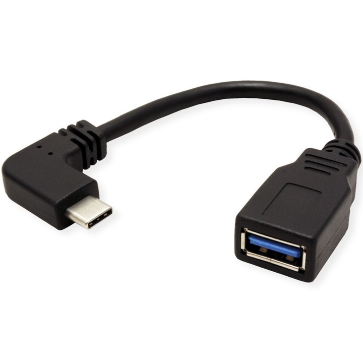 Adaptor OTG ROLINE 11.02.9031 USB 3.1 Type C 90° la USB-A, 0.15M