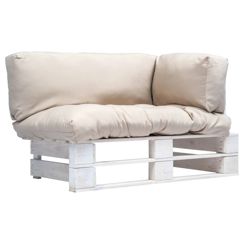 Canapea de gradina din paleti cu perna bej, vidaXL, Tesatura, 110 x 66 x 65 cm, Bej