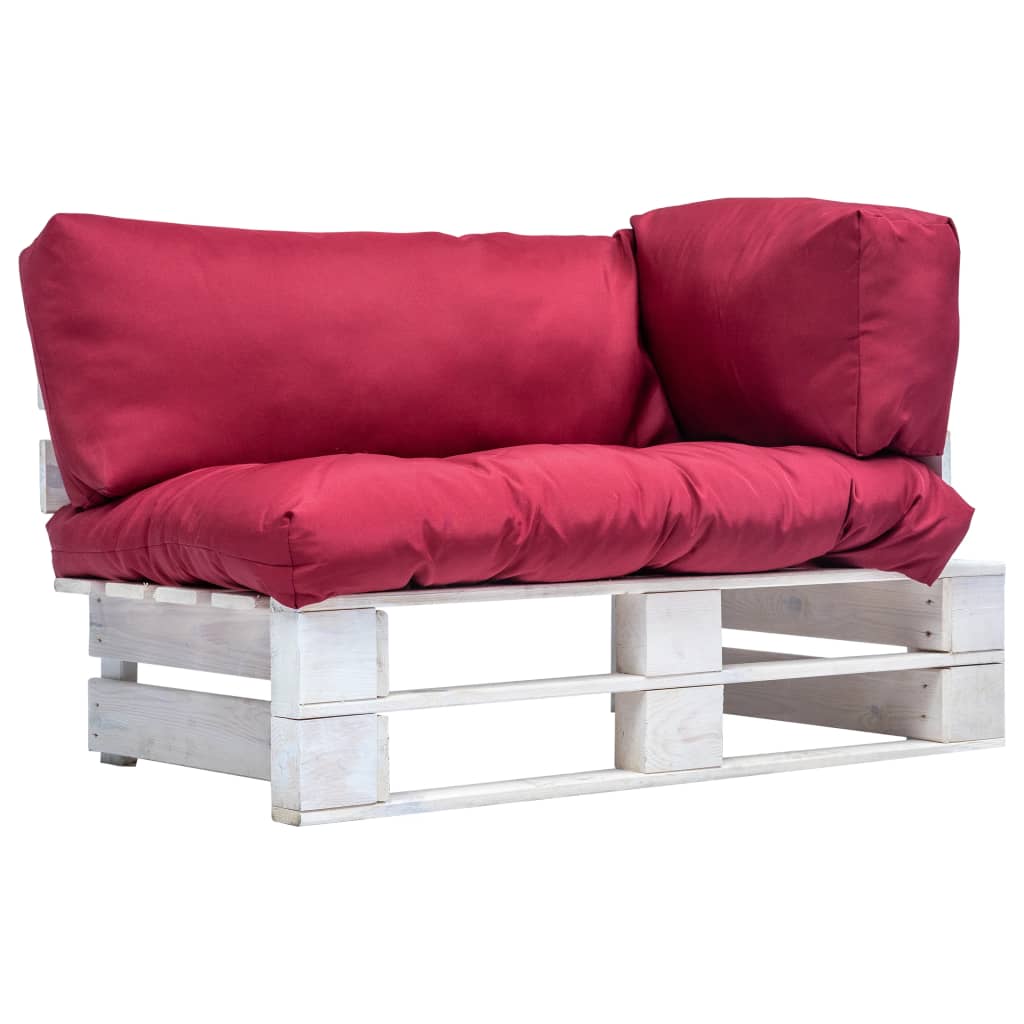 Canapea de gradina din paleti cu perna rosie, vidaXL, Tesatura, 110 x 66 x 65 cm, Rosu