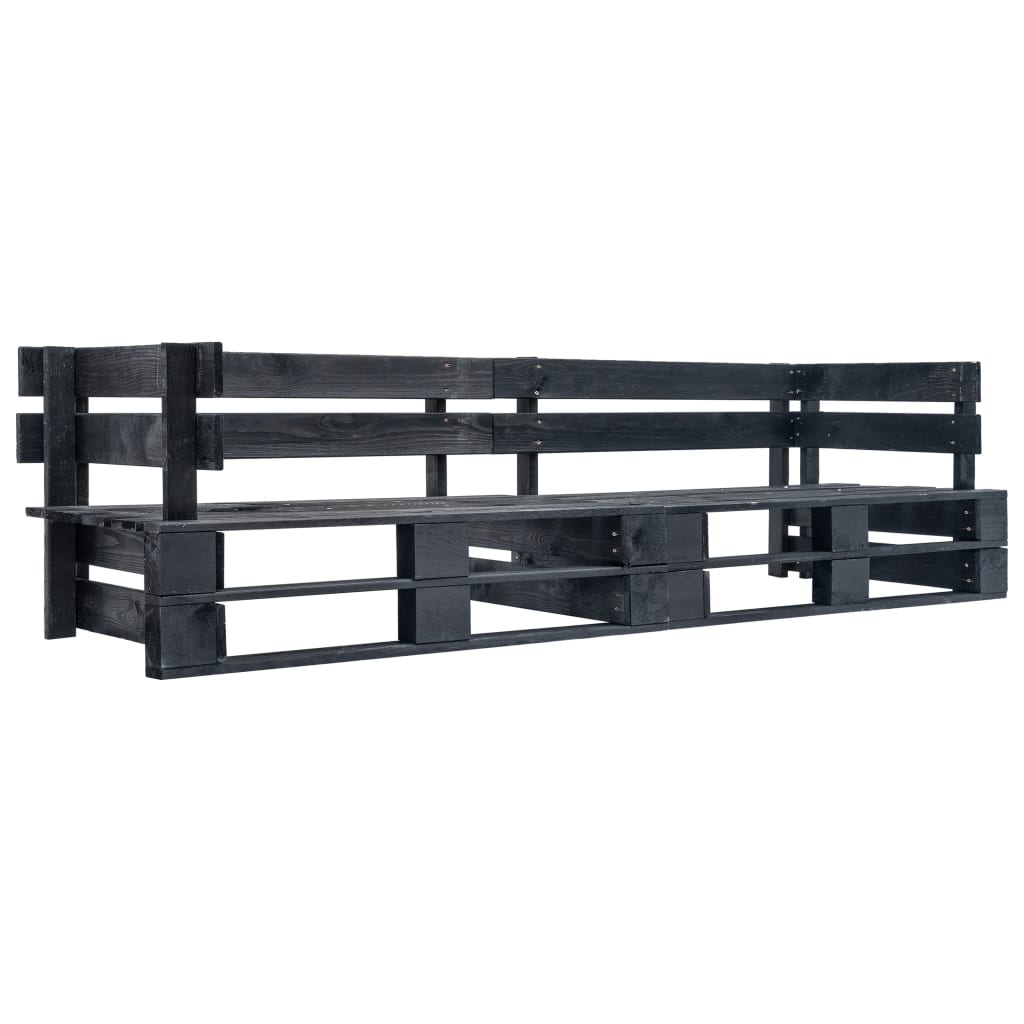 Canapea de gradina/terasa/exterior, vidaXL, FSC, 220 x 66 x 55 cm, Negru