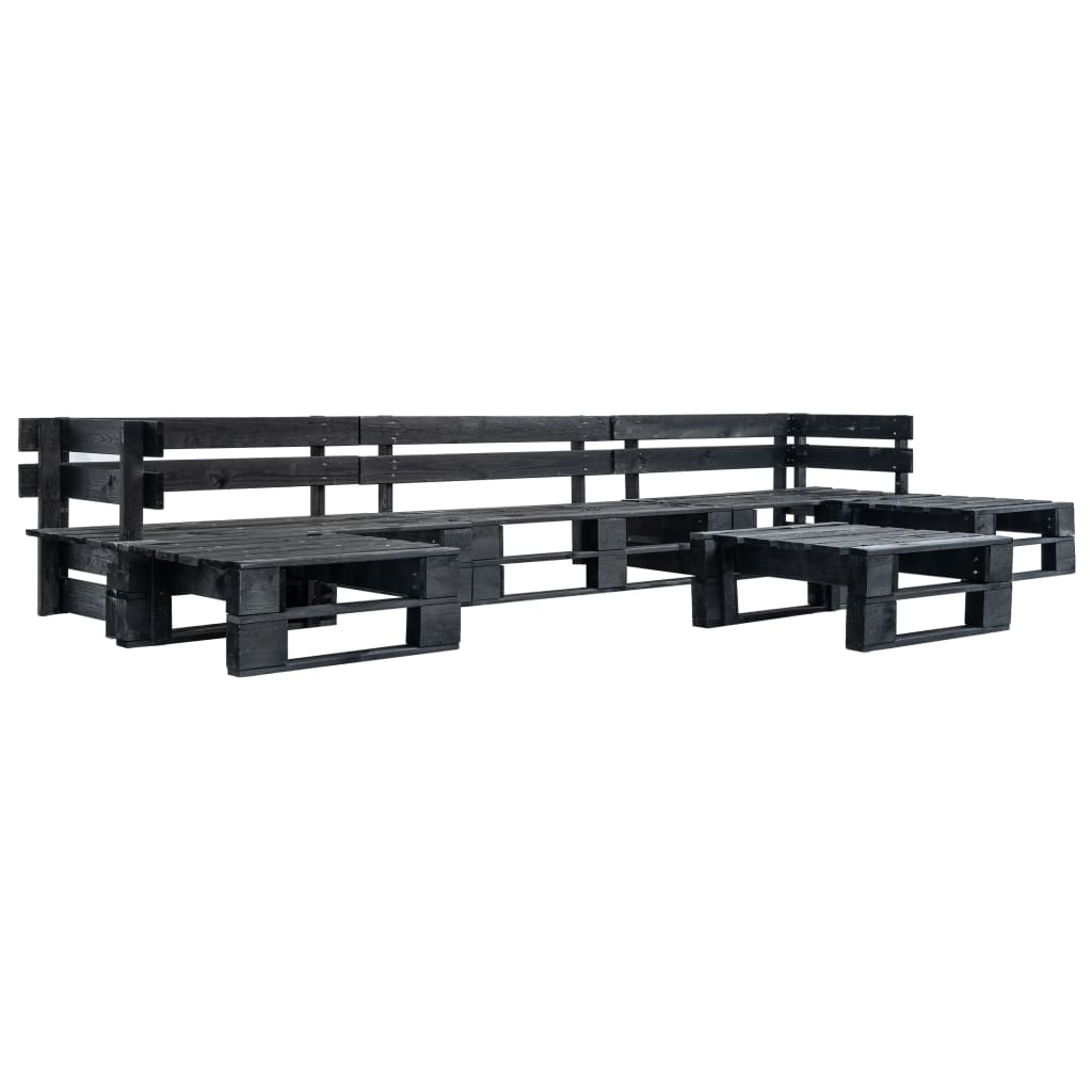 Set mobilier gradina din paleti, 6 piese, negru, lemn