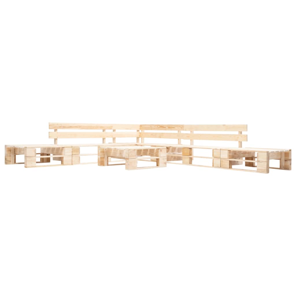 Set mobilier de gradina paleti, 6 piese, natural, lemn