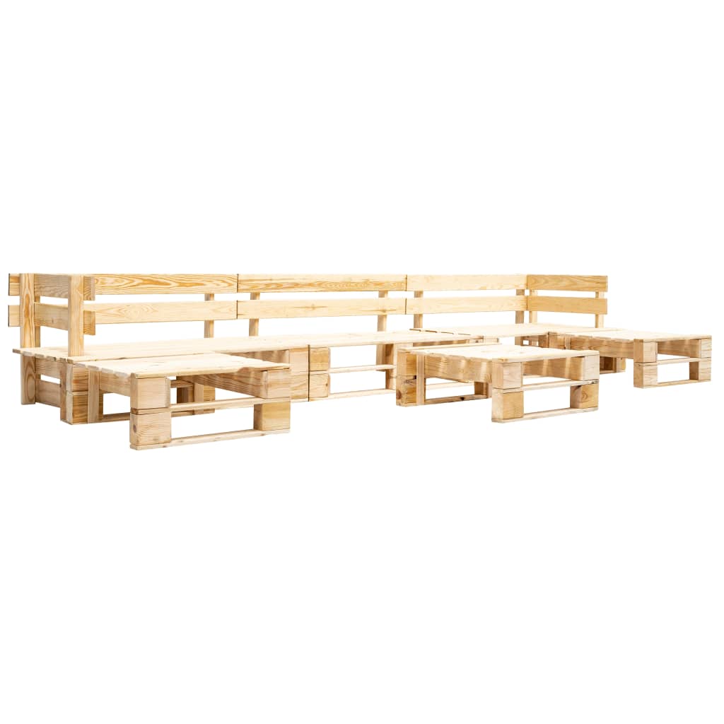 Set mobilier de gradina paleti, natural, 6 piese, lemn