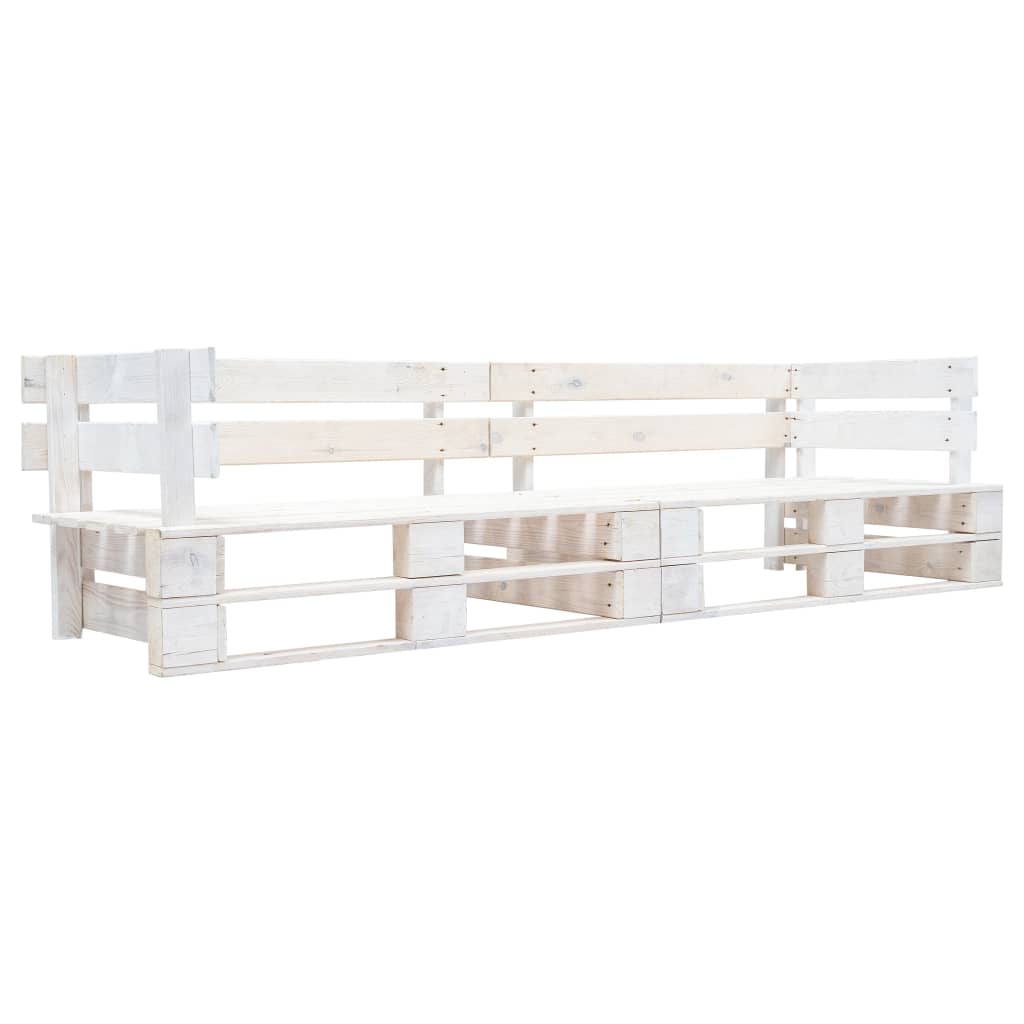 Canapea de gradina/terasa/exterior, vidaXL, FSC, 220 x 66 x 55 cm, Alb