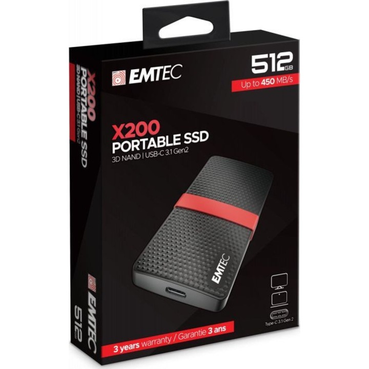 Външно SSD Emtec ECSSD512GX200, USB 3.1, 512 GB