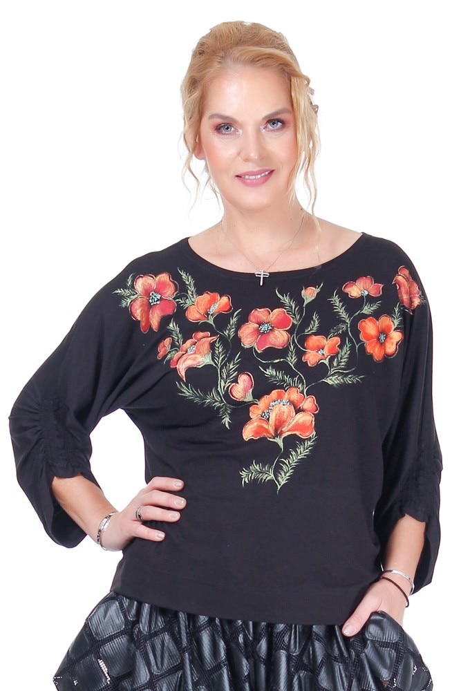 Bluza jerse negru pictat Liza Panait R-2025E
