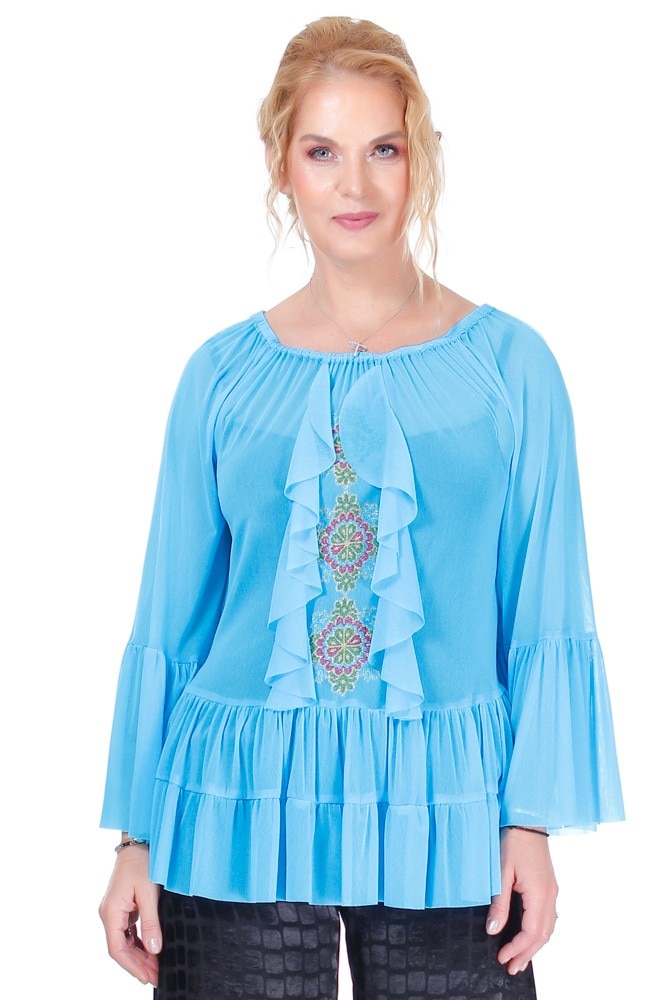Bluza tull turquoise Liza Panait R-2026E