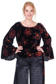 Bluza catifea pe negru Liza Panait R-2029E Bluza catifea pe negru Liza Panait R-2029E