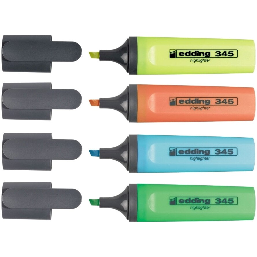 Textmarker Edding 345 varf retezat 2-5mm 4buc/um