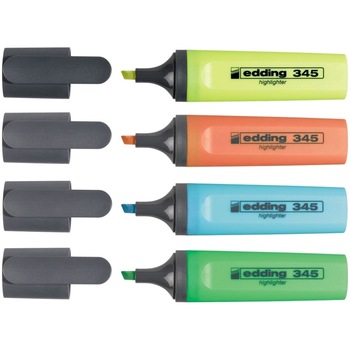 Textmarker Edding 345 varf retezat 2-5mm 4buc/um Textmarker Edding 345 varf retezat 2-5mm 4buc/um