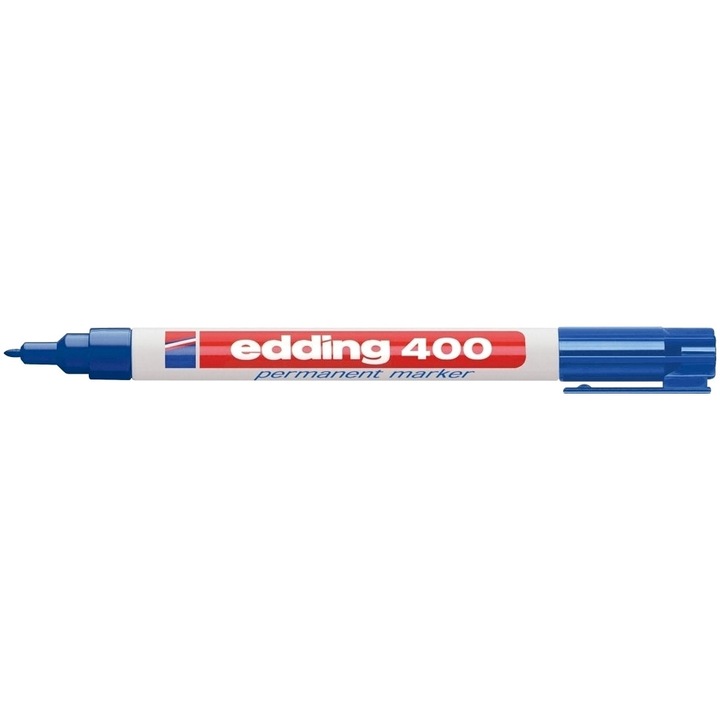 Маркер Edding 400, Перманентен, Кръгъл връх 1 мм, Син