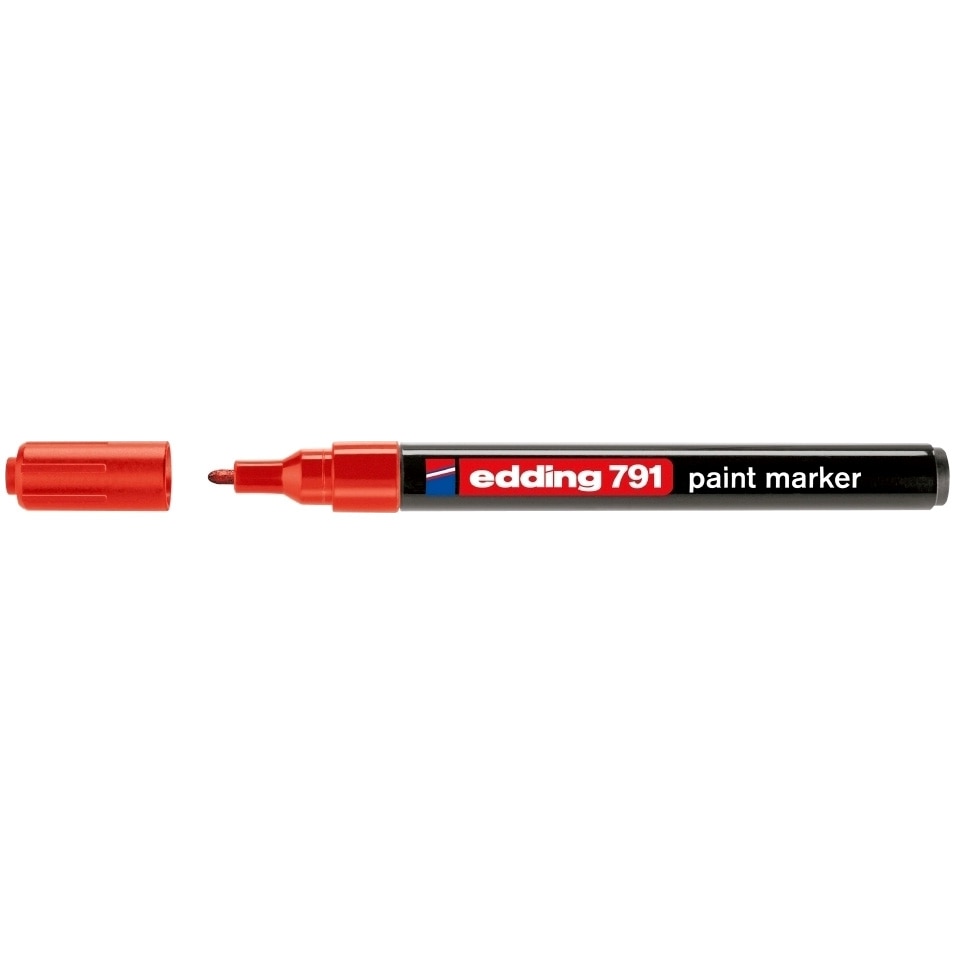 Marker Edding 791 cu vopsea corp plastic varf 1-2mm rosu