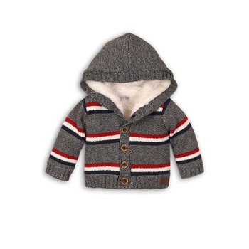 Cardigan bebe, Dirkje, pufos cu dungi, multicolor Cardigan bebe, Dirkje, pufos cu dungi, multicolor