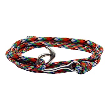 Bratara reglabila din snur paracord multicolor, preponderent rosu Bratara reglabila din snur paracord multicolor, preponderent rosu
