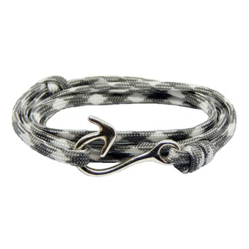 Bratara reglabila din snur paracord gri cu alb Bratara reglabila din snur paracord gri cu alb