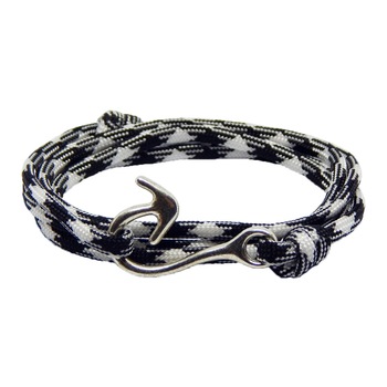 Bratara reglabila din snur paracord alb cu negru Bratara reglabila din snur paracord alb cu negru