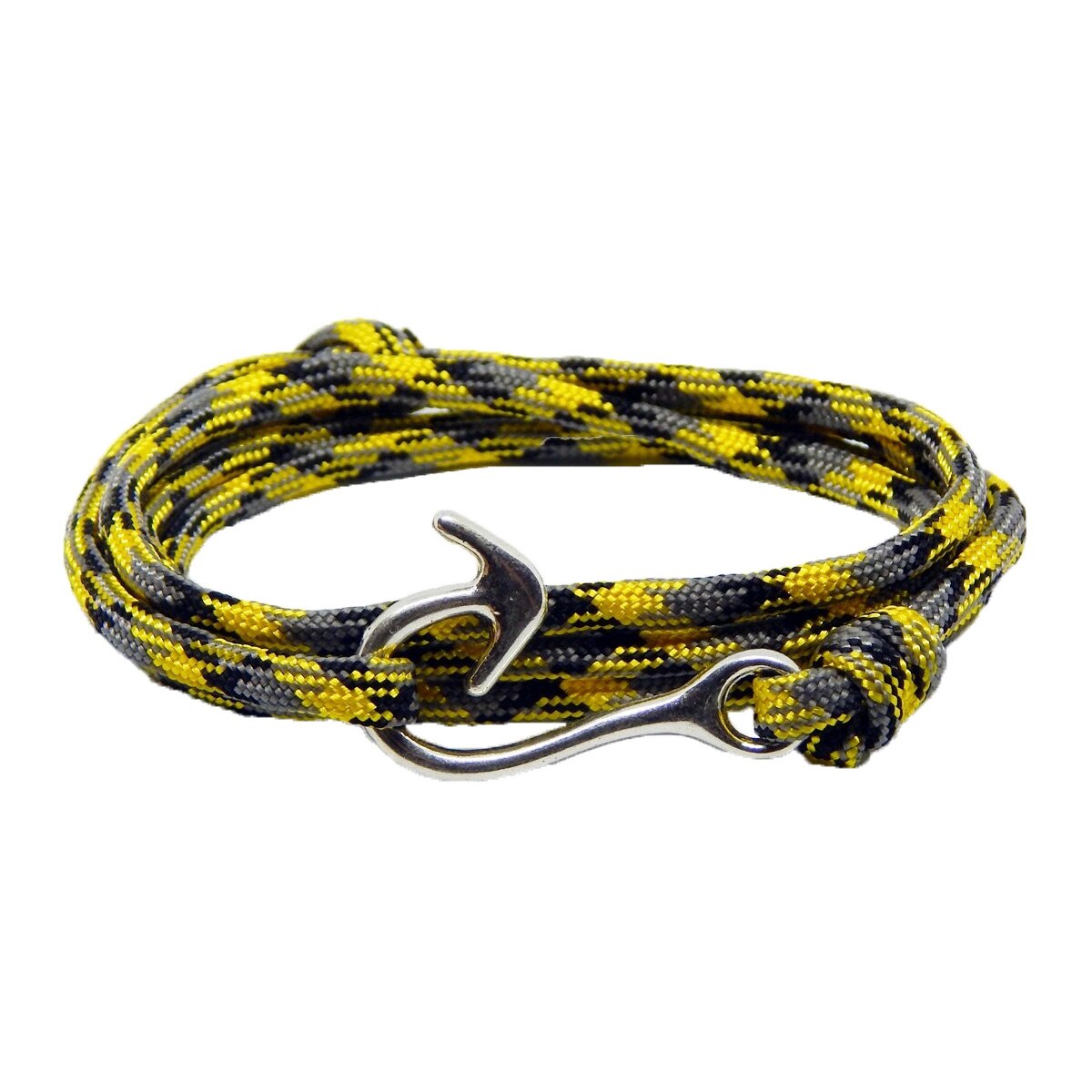 Bratara reglabila din snur paracord multicolor, preponderent galben