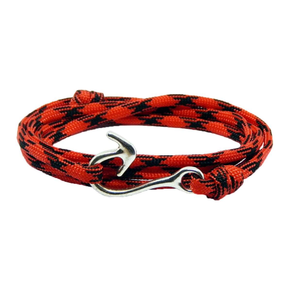 Bratara reglabila din snur paracord rosu cu negru