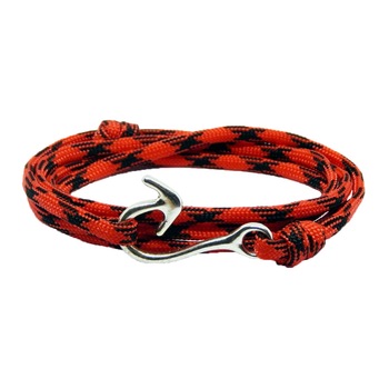 Bratara reglabila din snur paracord rosu cu negru Bratara reglabila din snur paracord rosu cu negru