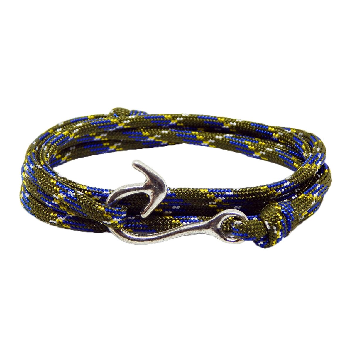 Bratara reglabila din snur paracord oliv cu albastru