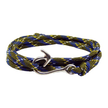 Bratara reglabila din snur paracord oliv cu albastru Bratara reglabila din snur paracord oliv cu albastru