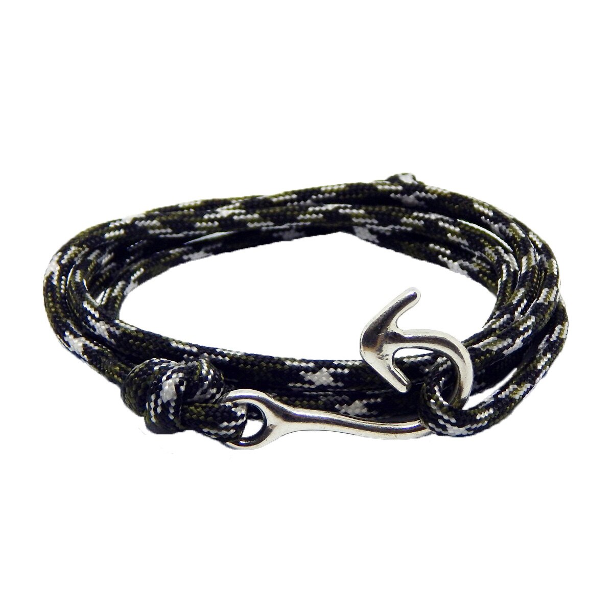 Bratara reglabila din snur paracord multicolor, preponderent oliv