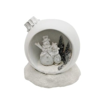 Decoratiune de Craciun,Home,cu LED, om de zapada in glob de ceramica ,Lumina Alb Cald Decoratiune de Craciun,Home,cu LED, om de zapada in glob de ceramica ,Lumina Alb Cald