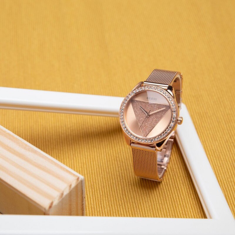 guess tri glitz watch