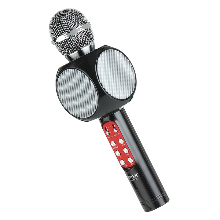 Блутут диско караоке микрофон TS WS-1816, диско ефекти, вградена тонколона, bluetooth и функция за промяна на гласа, Черен