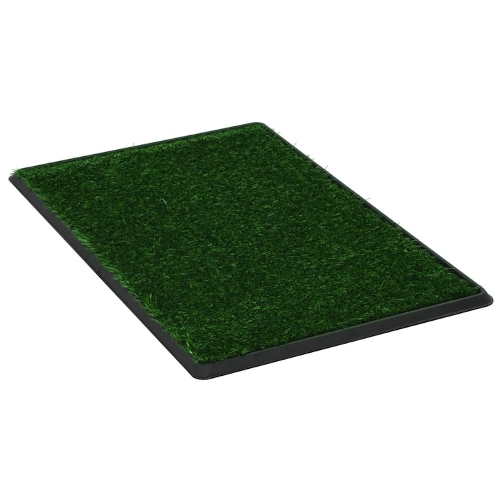 Кучешка тоалетна с тава и изкуствена трева vidaXL, зелена, 76х51х3 см