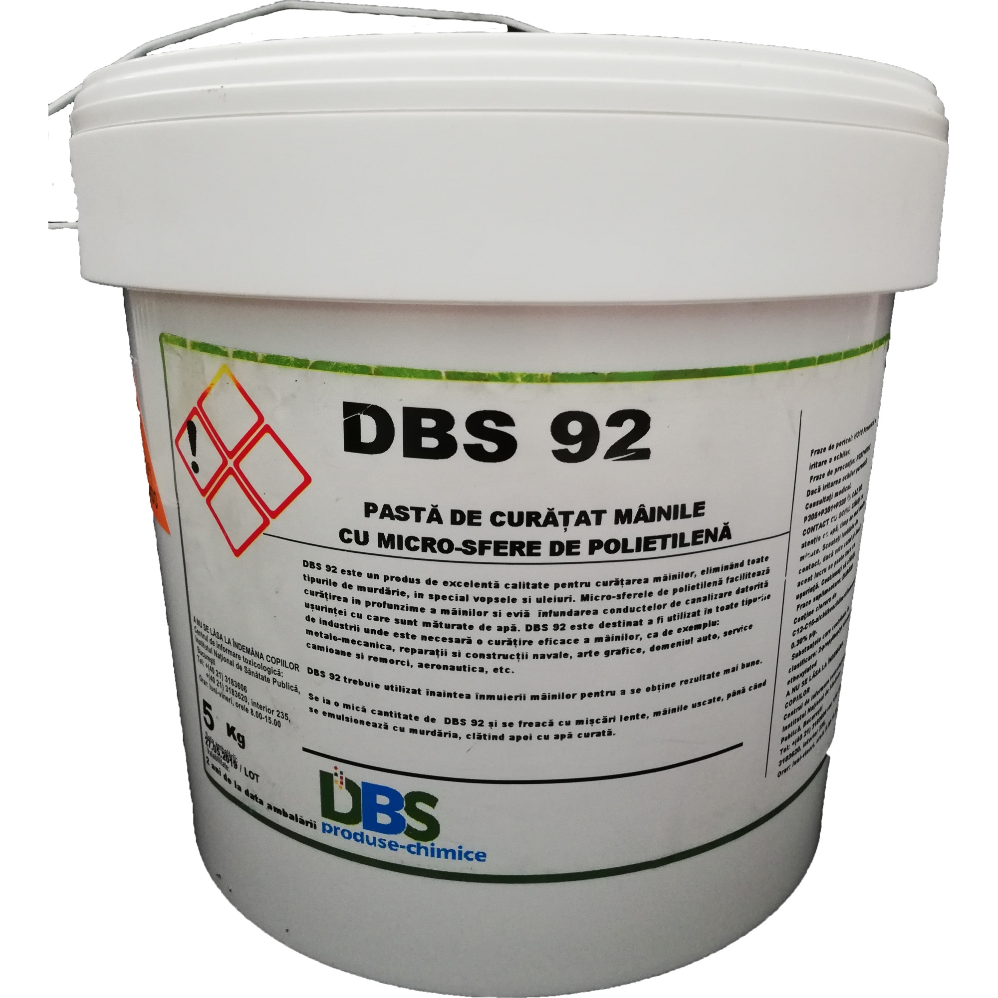 Pasta de curatat mainile, cu microsfere de polietilena DBS 92, 5KG