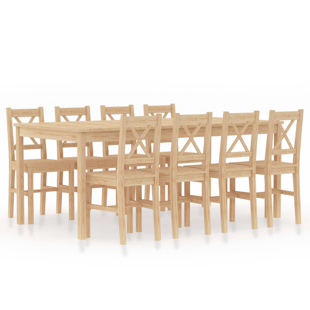 Set mobilier de bucatarie, 9 piese, masa cu 8 scaune, vidaXL, Bej, 180 x 90 x 73 cm