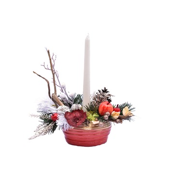 Decoratiune Craciun in ghiveci, First Event, cu lumanare, nuci si flori artificiale, multicolor, 28*11 cm Decoratiune Craciun in ghiveci, First Event, cu lumanare, nuci si flori artificiale, multicolor, 28*11 cm